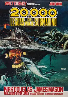 Pelicula 20.000 leguas de viaje submarino VOSE, aventuras, director Richard Fleischer